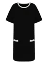 Emporio Armani Fringe-trim Ottoman Shift Dress In Black