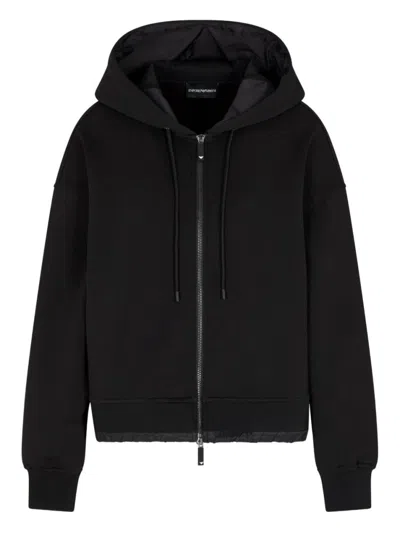 EMPORIO ARMANI BLACK HOODED JACKET