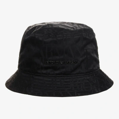 Emporio Armani Black Jacquard Bucket Hat