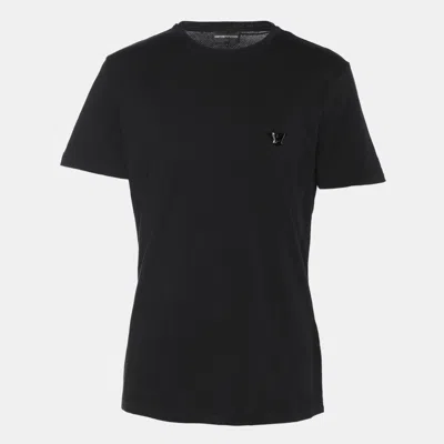 Pre-owned Emporio Armani Black Jersey Logo Crew Neck T-shirt Xl