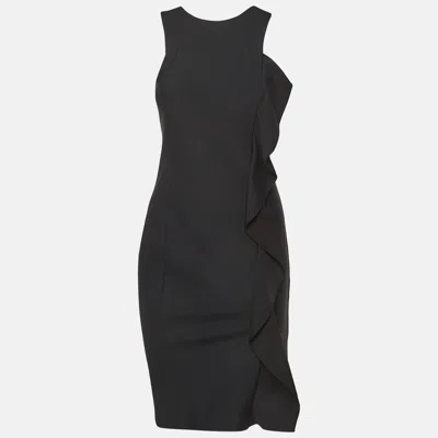 Pre-owned Emporio Armani Black Jersey Ruffled Short Dress M
