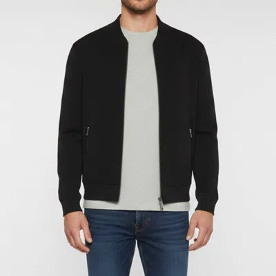 Pre-owned Emporio Armani Black Knit And Synthetic Reversible Bomber Jacket M