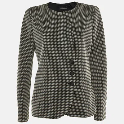 Pre-owned Emporio Armani Black Knit Double Breasted Jacket Xl