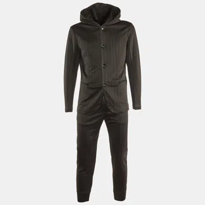 Pre-owned Emporio Armani Black Knit Hooded Jacket & Sweatpants L