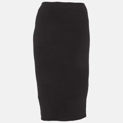 Pre-owned Emporio Armani Black Knit Midi Skirt M