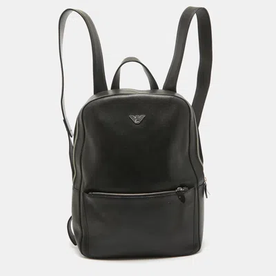 Pre-owned Emporio Armani Black Leather Backpack