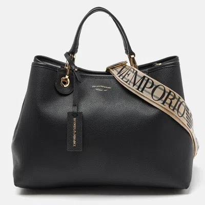 Pre-owned Emporio Armani Black Leather Large Myea Tote