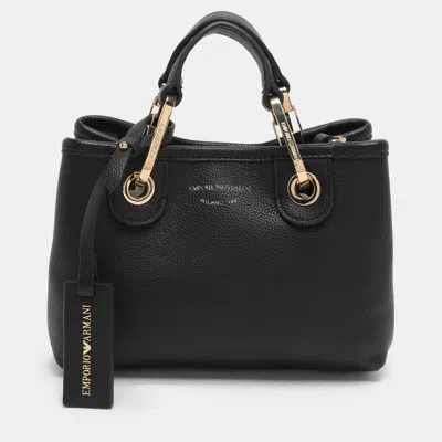 Pre-owned Emporio Armani Black Leather Small Myea Tote