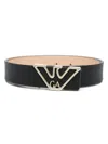 Emporio Armani Logo Belt With Adjustable Length And Grained Texture In Neutral