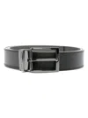 Emporio Armani Adjustable Leather Belt Grained Texture In Black