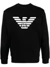 Emporio Armani Cotton Blend Crewneck Sweatshirt In Black