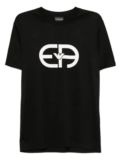 EMPORIO ARMANI BLACK LOGO COTTON BLEND T-SHIRT