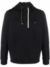 Emporio Armani Logo Patch Long-sleeved Hoodie In Black