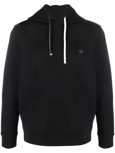 EMPORIO ARMANI BLACK LOGO COTTON HOODIE