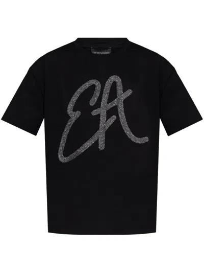 EMPORIO ARMANI BLACK LOGO COTTON T-SHIRT