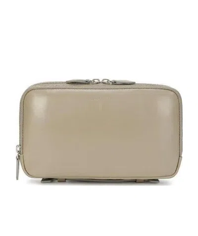 Emporio Armani Black Logo Details Handbag In Nude