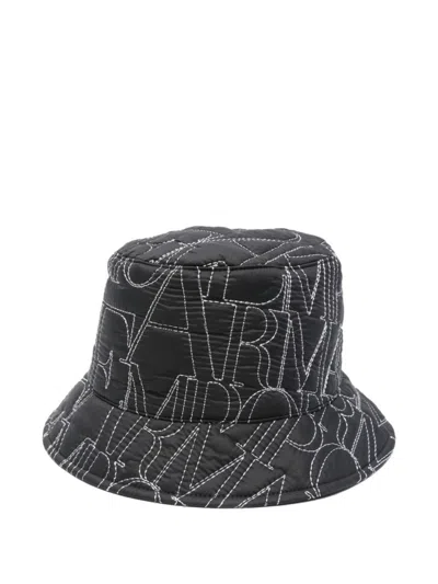 EMPORIO ARMANI BLACK LOGO EMBROIDERED BUCKET HAT
