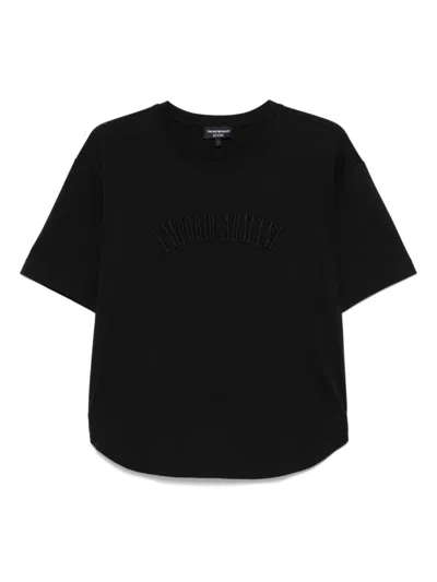 EMPORIO ARMANI BLACK LOGO-EMBROIDERED T-SHIRT
