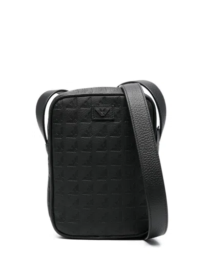 Emporio Armani Black Logo Leather Crossbody Bag