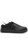 Emporio Armani Men's Leather Sneakers In Black