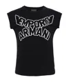 EMPORIO ARMANI BLACK LOGO PRINTED T-SHIRT