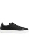 Emporio Armani Nylon Sneakers With Jacquard All-over Eagle In Black
