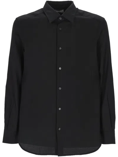 Emporio Armani Black Long Sleeve Button Up Shirt