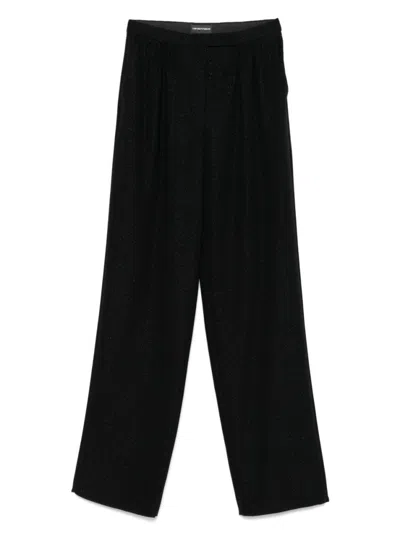 EMPORIO ARMANI BLACK METALLIC-THREADING TROUSERS