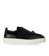 Emporio Armani Black Monogram Sneaker In Black