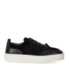 Emporio Armani Black Monogram Sneaker In Black