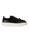 Emporio Armani Black Monogram Sneaker In Black
