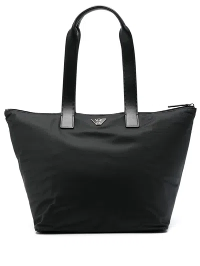 Emporio Armani Black Nylon Tote Bag
