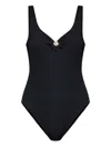 Emporio Armani Ribbed Texture V-neck Swimsuit In Multi