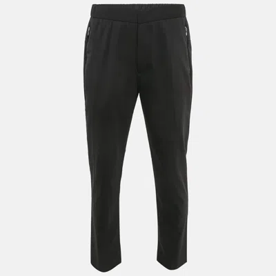 Pre-owned Emporio Armani Black Pinstripe Wool Blend Formal Trousers L