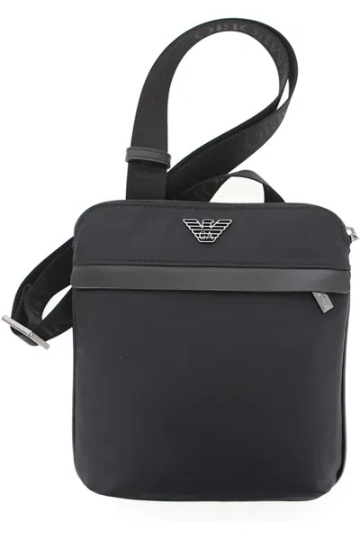 Emporio Armani Black Polyamide Small Flat Messenger Bag