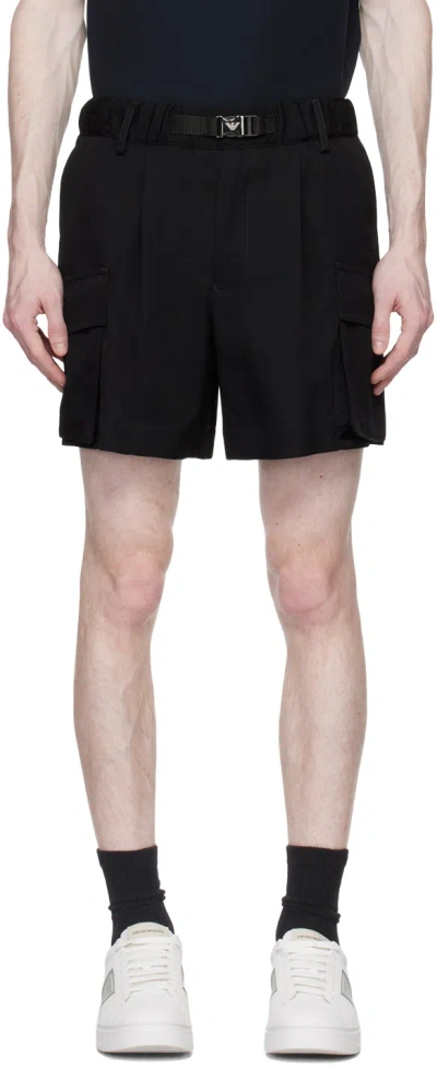 Emporio Armani Black Press-release Shorts In Nero
