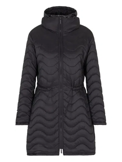 EMPORIO ARMANI BLACK QUILTED HOODED JACKET