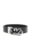 Emporio Armani Adjustable Reversible Metal Buckle Belt In Black
