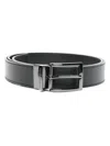 Emporio Armani Adjustable Leather Belt Grained Texture In Black