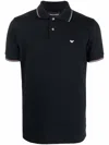 Emporio Armani Black Piquet Polo Shirt In Black