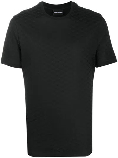 Emporio Armani Black Roundneck Textured T-shirt