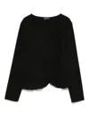 Emporio Armani Ruffle Hem Crepe Blazer Jacket In Black