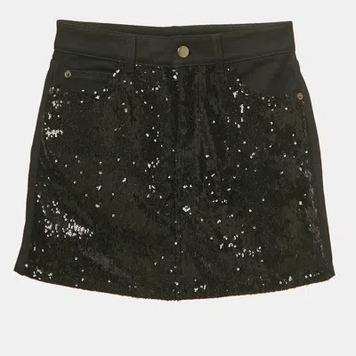Pre-owned Emporio Armani Black Sequin Embellished Denim Mini Skirt M