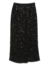 Emporio Armani Midi Skirt With Back Slit And Sequins In Black