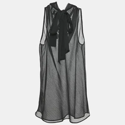 Pre-owned Emporio Armani Black Sheer Crepe Sleeveless Top M
