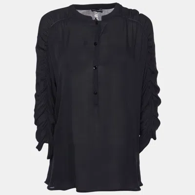 Pre-owned Emporio Armani Black Silk Shirt Blouse L