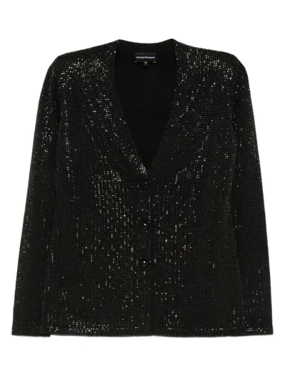 EMPORIO ARMANI BLACK SINGLE-BREASTED BLAZER