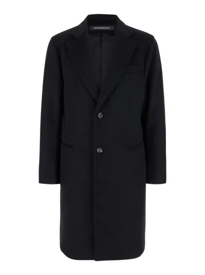 EMPORIO ARMANI BLACK SINGLE-BREASTED COAT