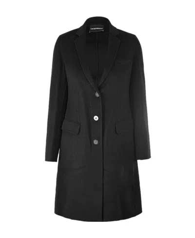 Emporio Armani Black Single-breasted Lapel Coat