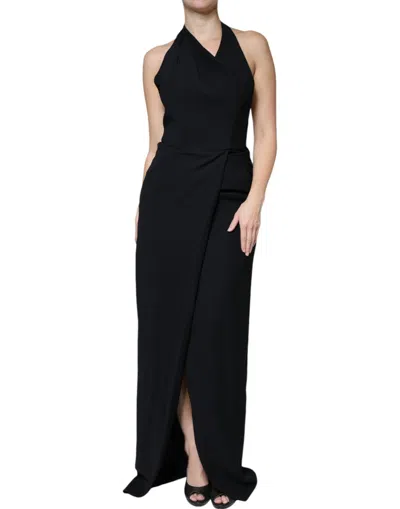 Pre-owned Emporio Armani Black Sleeveless Halter Sheath Long Gown Women's Dress ()
